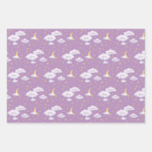 Cheesy Moon & Stars Fluffy Clouds Personalizable ラッピングペーパーシート (正面2)