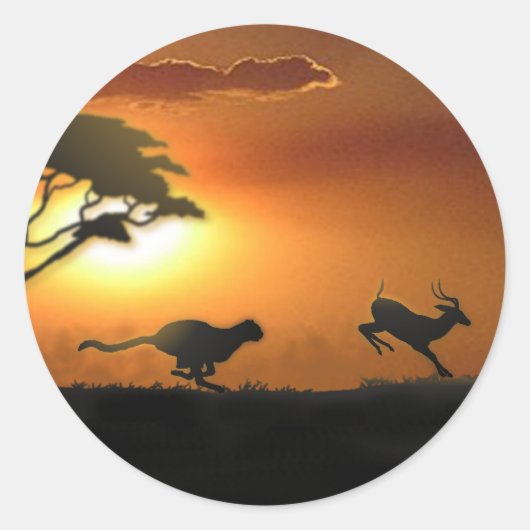 CheetahとGazelleスタンプ ラウンドシール (正面)