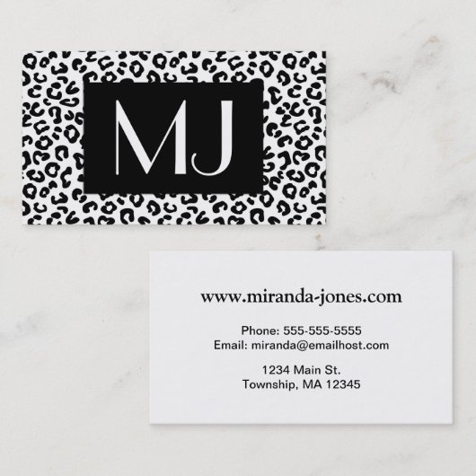 Cheetahアニマルプリントin白黒ビジネスC 名刺 (正面/裏面)