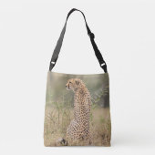 Cheetah写真の自然設定のパーソナライズ名 クロスボディバッグ (裏面)