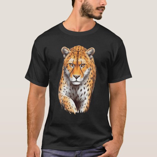 Cheetah Animal Print Big Cat Wildlife Graphic Desi Tシャツ (正面)