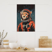 Cheetah Astronaut Poster, Cheetah Retro Print ポスター (キッチン)