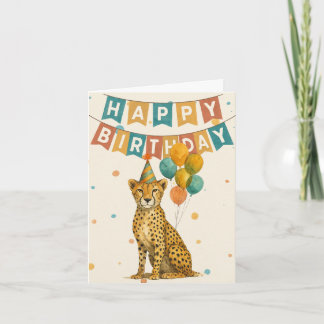Cheetah Birthday Card – Fun Animal Party Design カード