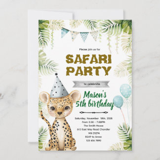 Cheetah Birthday Party Invitation 招待状