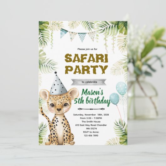 Cheetah Birthday Party Invitation 招待状 (スタンド正面)