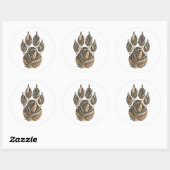 Cheetah Botanical Footprint Nature Sticker ラウンドシール (シート)