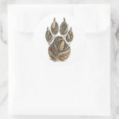 Cheetah Botanical Footprint Nature Sticker ラウンドシール (バッグ)