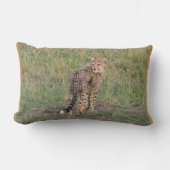 Cheetah Cub and Baby Elephant Throw Pillow ランバークッション (正面)