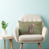 Cheetah Cub and Baby Elephant Throw Pillow ランバークッション (椅子)