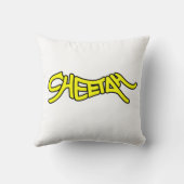 Cheetah Graffiti Style Typography Bold Yellow クッション (裏面)