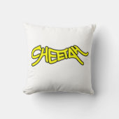 Cheetah Graffiti Style Typography Bold Yellow クッション (正面)