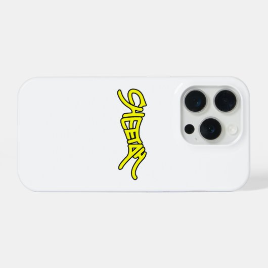 Cheetah Graffiti Style Typography Bold Yellow iPhoneケース (裏面横)