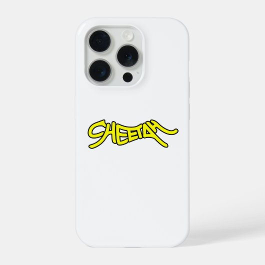 Cheetah Graffiti Style Typography Bold Yellow iPhoneケース (裏面)