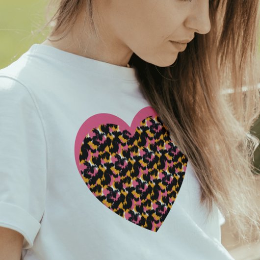 Cheetah Heart Pink Black トライブレンドＴシャツ