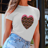 Cheetah Heart Pink Black Tシャツ