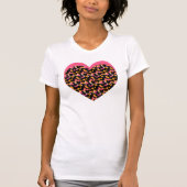 Cheetah Heart Pink Black Tシャツ (正面)