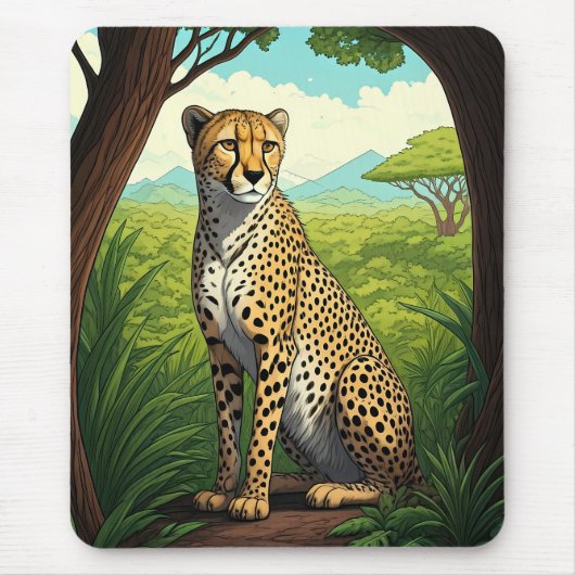 Cheetah in Lush Forest マウスパッド (正面)