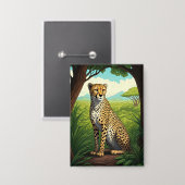 Cheetah in Lush Forest 缶バッジ (正面/裏面)