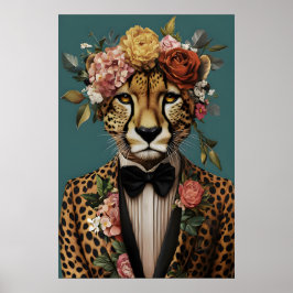 Cheetah In Suit Poster, Cheetah Portrait, Cheetah ポスター