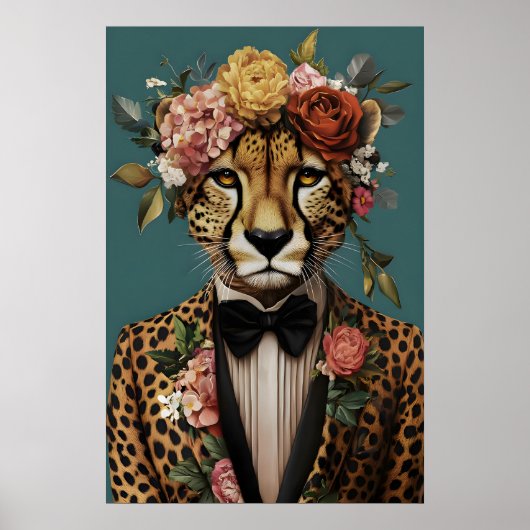 Cheetah In Suit Poster, Cheetah Portrait, Cheetah ポスター (正面)