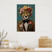 Cheetah In Suit Poster, Cheetah Portrait, Cheetah ポスター (キッチン)