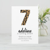 Cheetah / Leopard Print 7誕生日招待状 招待状 (スタンド正面)