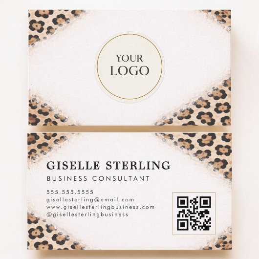 Cheetah Leopard Print Logo QR Code Professional 名刺