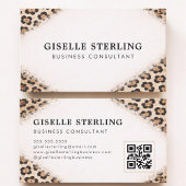 Cheetah Leopard Print QR Code Professional 名刺