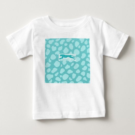 Cheetah Love -ターコイズグリッター ベビーTシャツ (正面)