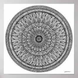 Cheetah Mandala Intricate Coloring Page ポスター