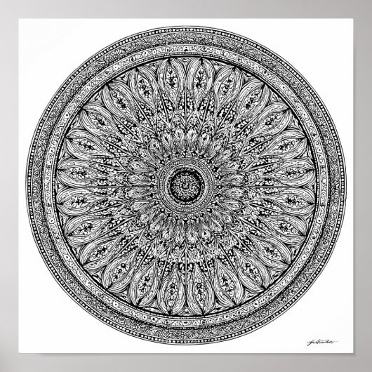 Cheetah Mandala Intricate Coloring Page ポスター (正面)