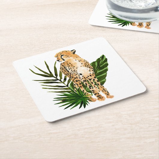 Cheetah Outlook スクエアペーパーコースター (アングル)