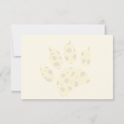 Cheetah Paw Print Blank Cream Off White サンキューカード (裏面)