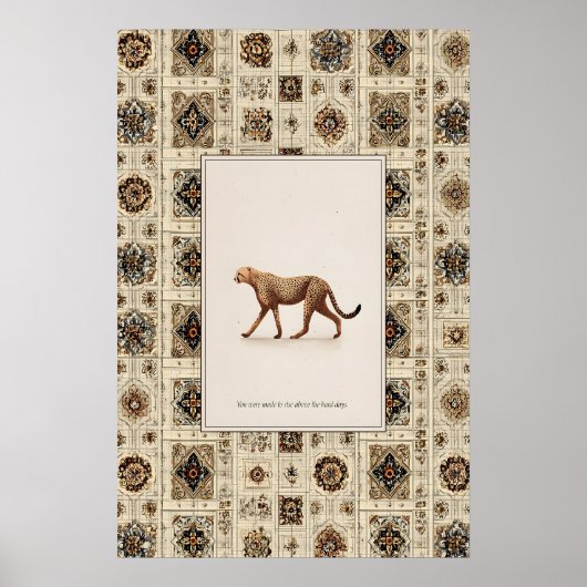 Cheetah Poster Print  Neutral Wildlife Wall Art ポスター (正面)