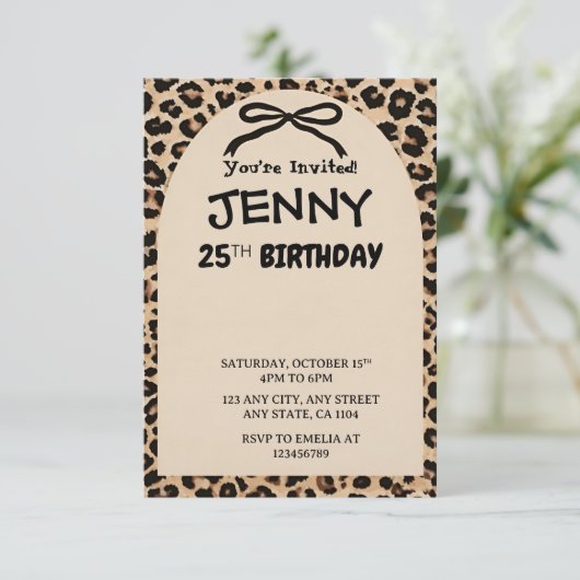 Cheetah Print Custom Kids Birthday Invite Party  招待状 (スタンド正面)