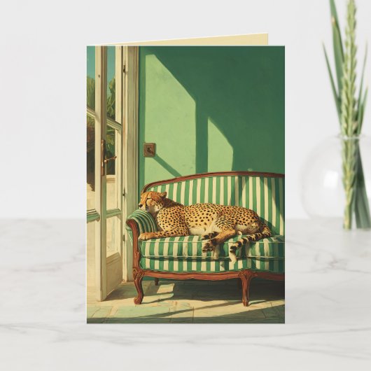 Cheetah Resting in Sunlit Room カード (正面)
