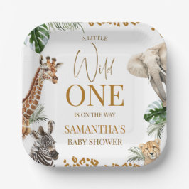 Cheetah Safari Wild One Baby Shower  ペーパープレート
