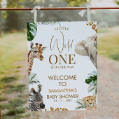 Cheetah Safari Wild One Baby Shower Welcome Sign フォトプリント
