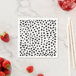 Cheetah Spots Black White  スタンダードカクテルナプキン