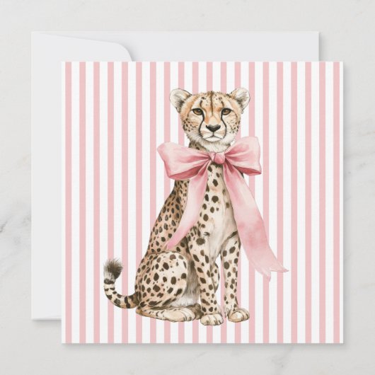 Cheetah With Pink Bow and Stripes ノートカード (裏面)