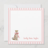 Cheetah With Pink Bow and Stripes ノートカード (正面)