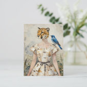 Cheetah Woman in a Birch Bark Dress Fashion  ポストカード (スタンド正面)