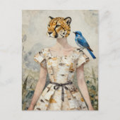 Cheetah Woman in a Birch Bark Dress Fashion  ポストカード (正面)