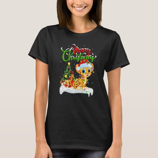 Cheetah Xmas Decorations Santa Cheetah Christmas Tシャツ (正面)