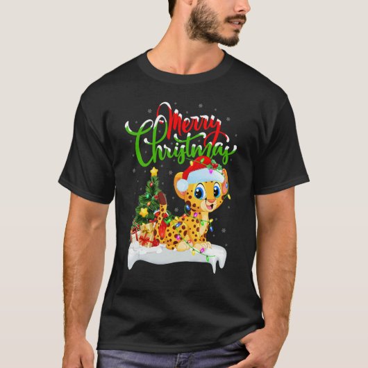 Cheetah Xmas Decorations Santa Cheetah Christmas Tシャツ (正面)