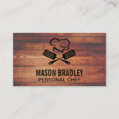 Chefの帽子とツール | ウッド 名刺 (正面)