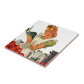 Chefタイルのヴィンテージの台所調理師のレトロのスタイリッシュな女性 タイル (側面)