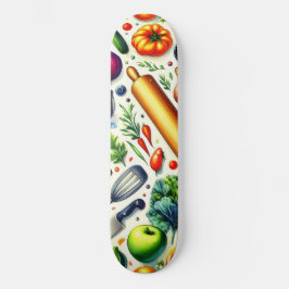 Chef スケートボード デッキ - 面白い料理と野菜
