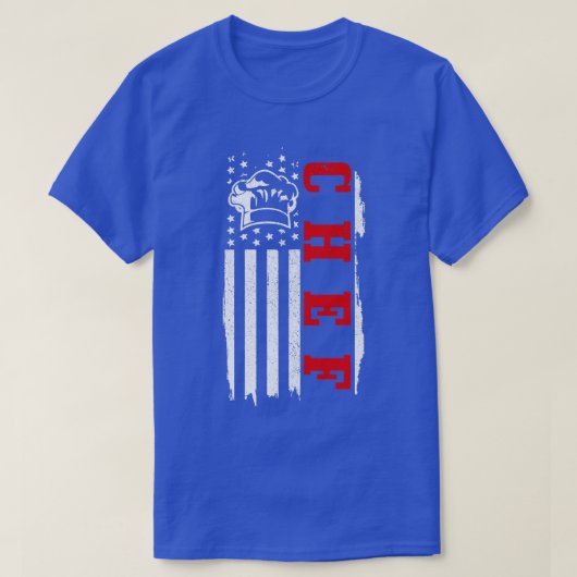 Chef American Flag Patriotic Cook Cooking BBQ Gril Tシャツ (デザイン正面)