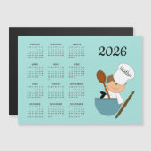 Chef Baker Design 2026 Calendar Magnetic Card (正面/裏面)